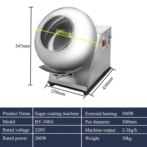 Real Deal Commercial Electric Sugar Coating Machine Heavy Duty Candy Coater Polisher 300mm pan for small business bakery use.