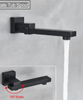 Straight Up Knockout Style Matte Black Rainfall Shower System With Waterfall Body Spray And Thermostatic Mixer Valve Wall Mounted Modern Bath Tub Faucet Set with 360° rotating spout.
