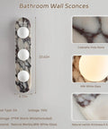 Natural Marble Bathroom Vanity Light, Alabaster 3-Light Wall Sconce, Calacatta Viola with Milk White Glass, 23.62in.