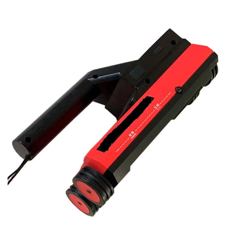Heavy Duty Stud Finder Wall Scanner All In One Electrical Pipe Cable Detector Built Tough with black handle and red body.