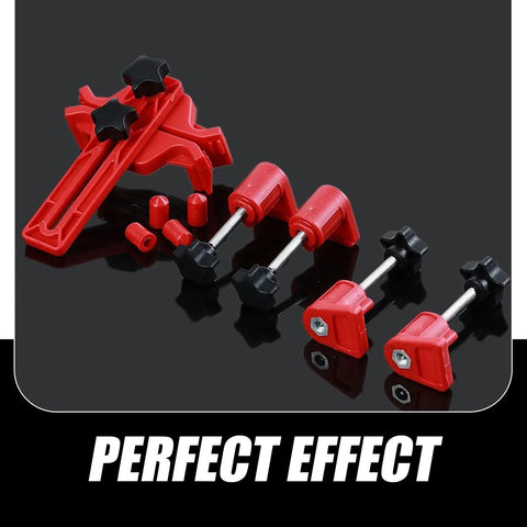 Red 9-piece car dual cam clamp kit with screw rods and star knobs for camshaft timing lock tools