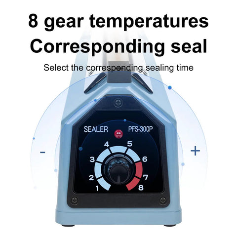 Heavy Duty Manual Impulse Heat Sealer Eight Inch Sealing Bar For PE PP Plastic Bags temperature control dial with 8 settings