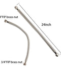 Beefy 24 Inch Stainless Steel Corrugated Water Heater Connector Flexible Hose For 3/4 Inch FIP To 3/4 Inch FIP, 2 Pack