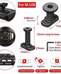 Mlok Rail T Nut Replacement Screws 10 Pack Kit With Self Locking Thread Pads For Tactical Rifle Accessories, 11mm base, 12mm long screws.