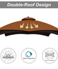Replacement Gazebo Canopy Top for Lowe's Allen Roth Gazebo 2012 2016 GF12S004B1 Rust Red Two Fabric Options with double-roof design