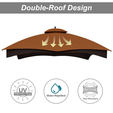 Replacement Gazebo Canopy Top for Lowe's Allen Roth Gazebo 2012 2016 GF12S004B1 Rust Red Two Fabric Options with double-roof design
