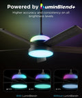 Ceiling Fan With Lights And Remote, 52 Inch Low Profile Black with LuminBlend+ technology and RGBIC Smart Lighting