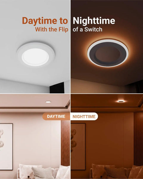 Sleek Six Pack Retrofit Led Recessed Lighting With Sweet Night Glow Dimmable Downlights Boasting Easy Ceiling Install And Smooth Five Color Adjustments For Serious Home Flex