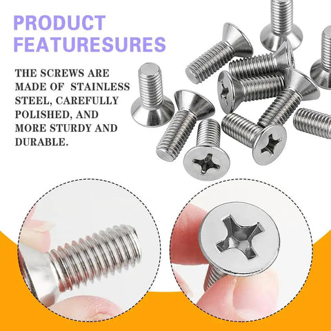 Heavy Duty Stainless Steel Brake Disc Rotor Screws 4 Pack Fits Honda Civic Accord CRV showing polished stainless steel bolts.