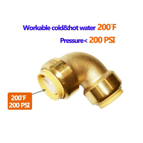 Three Quarter Inch Push Fit Elbow Fittings 12 Pack No Tools Needed Easy Quick Connect For Copper PEX CPVC Brass Plumbing