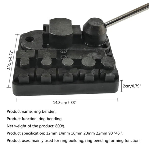 Pro Grade Multi Function Wire Bender Tool For Jewelry Making And Sheet Metal Craft, dimensions shown with measurements