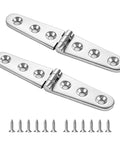 Heavy Duty Flat Strap Hinge Symmetrical Marine Grade 316 Stainless Steel For Boat Hatches Toolboxes Doors And Gates Six By One Point One Eight Inch Size 4 Pack Saltwater Rust Resistant Premium Marine Hardware with screws