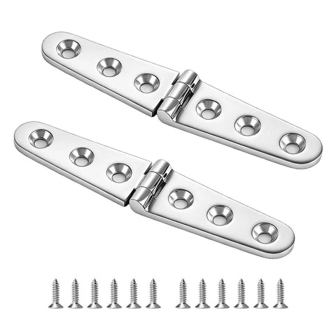 Heavy Duty Flat Strap Hinge Symmetrical Marine Grade 316 Stainless Steel For Boat Hatches Toolboxes Doors And Gates Six By One Point One Eight Inch Size 4 Pack Saltwater Rust Resistant Premium Marine Hardware with screws