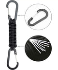 2 Pack Black Paracord Keychain Carabiner Clips With Heavy Duty Chain Hooks Lanyard Hangers For Water Bottles Keys