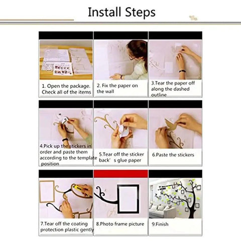 Installation steps for Dope 3D Flower Pattern Wall Decals Set For Living Room And Bedroom, Acrylic Mirror Stickers
