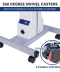 Motorized Ophthalmic Instrument Table With Drawer featuring 360-degree swivel casters with lock and unlock feature.