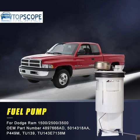 Dodge Ram Fuel Pump Module Replacement Fits 1998 Through 2002 3.9L 5.2L 5.9L 8.0L With 26 Gallon Or 34 Gallon Tank Direct OE Replacement