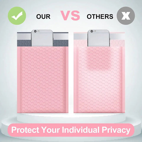 Light Pink Bubble Mailers 8.5x12 Inch 25 Pack Padded Envelopes Self Seal Waterproof Opaque Pro Grade Shipping Bags For Clothes Makeup Supplies Essentials