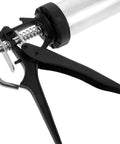 Heavy Duty Metal Caulk Applicator With Thick Steel Rod For Concrete Seams And Tile Grout Lines Smooth Squeeze Sealant Gun close-up of handle.