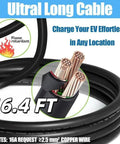 Level Two Portable Ev Charger Delivering Straight Up 3.5 Kw Adjustable 16 Amp Output Smooth Smartphone App Pairing And 16 Foot Nema 5-15P Cord with 16.4 ft flame retardant cable.