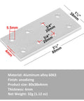 10 Pack Flat Joining Plates For 2020 2040 T Slot Aluminum Profiles, 8 Hole Rectangle Plate with dimensions and material details