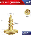 Built Tough Number 8 Half Inch Wood Screws 500 Pack Carbon Steel Truss Head Fasteners size chart with dimensions.