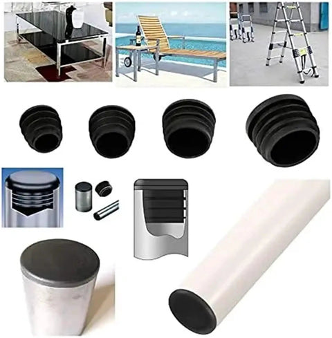 Awesome 8-Piece Black Plastic End Cap Set With Round Blanking Plugs And Pipe Inserts For Chair Legs, Tubes, And Hydraulic Systems Including O-Ring Sizes From 10Mm To 60Mm Perfect For Sealing And Stopping Flow In Any Cool Setup Today. Black plastic round tube end caps for chair legs and pipe sealing