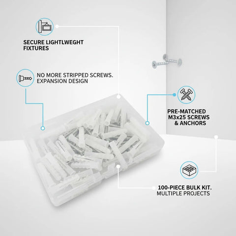 Wall Anchor And Screw Kit For Drywall And Hollow Walls Perfect For Hanging Lightweight Decor And Fixtures With Quick Easy Install