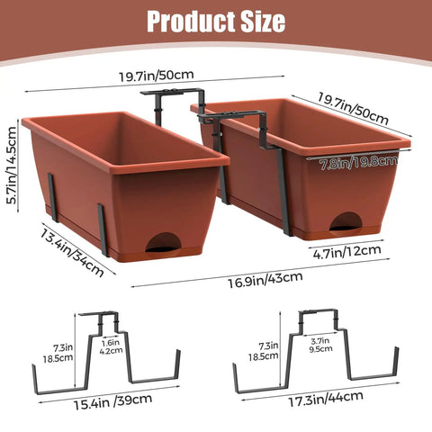 Straight Up Level Up Your Porch With These Four Pack Railing Planter Boxes Featuring Double Sided Adjustable Brackets For No Sweat Setup And Growing Fresh Herbs Or Vibrant Blooms Anytime You Want To Relax dimensions and design layout