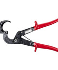 Heavy Duty Ratchet Cable Wire Cutter For Slick One Hand Operation With High Voltage Insulated Handles And Quick Release Lever To Cut Copper Or Aluminum Without Any Hassle, red handles, 11 in frame.