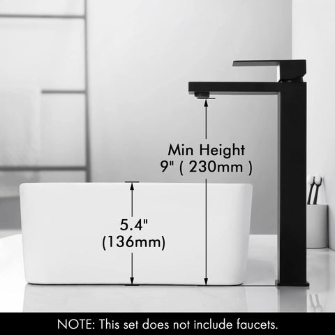 Rectangular Ceramic Vessel Sink For Above Counter Install 16 By 12 Inch White Sink With Pop Up Drain Brass And Stainless Steel Matte Black Finish Includes Drain Assembly Dope Modern Bathroom Vanity Upgrade