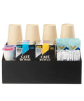 Acrylic Coffee Station Organizer for Countertops and Coffee Bars with 4 Compartments for Coffee Pods Tea Bags Sugar Stirrers Straws Cups