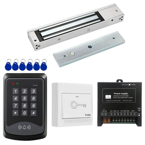 Rfid Keypad Access Control System With 600lb Magnetic Door Lock Kit And Exit Button No Fuss Setup Easy Card Or Password Entry