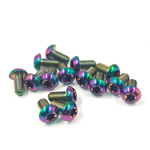Set Of 4 Titanium M5 X 12mm Water Bottle Cage Bolts For MTB Bikes Colorful 6Al4V Grade 5 Titanium Alloy Button Torx T25 Drive