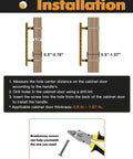 Installation guide for Hammered Antique Brass Cabinet Pulls 5 Inch Center Hole 10 Pack with measurements and breakaway screws instruction.