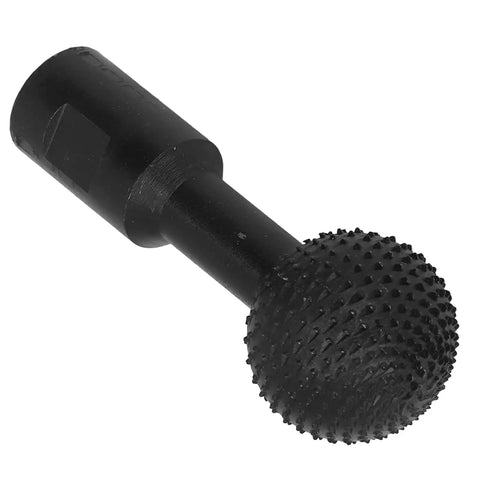 Heavy Duty Spherical Wood Carving Burr 10mm Grinding Bit For Angle Grinders, black coated steel for woodworking.