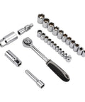 Ratchet and sockets from 131 Piece General Household Tool Set With Portable Storage Case For Home Repairs And Everyday Projects