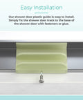 Heavy Duty Sliding Shower Door Bottom Guide With Mounting Screws For Top Hung Glass Doors And Tub Enclosures showing easy installation with plastic guide and screw.