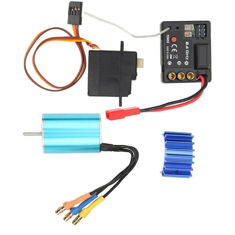 Heavy Duty Brushless Motor Esc Receiver And Servo Set Slick Aluminum Upgrade For Sg1603 Sg1604 Rc Cars components including motor, ESC, and servo.