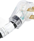 Close-up of Heavy Duty 25 Foot 220V Welder Extension Cord 8 Gauge NEMA 6 50 Welding Lead With Lighted End connector