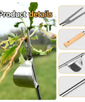 Two Pack Stainless Steel Hand Weeder Tools For Garden And Farm With V Shape Weeder And Four Teeth Weed Puller Wood Handles