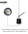 NMO Dual Band Antenna For 144 430 MHz VHF UHF Mobile Radios installation with L-type tool diagram