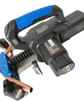 VgtHK Mini Cordless Copper Tube Bender Machine Handheld Electric Pipe Bending Tool Kit with blue handle and copper tubing.