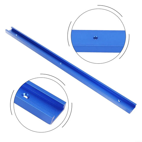 Cool Heavy Duty Aluminium Alloy T-Track Slot For Your Miter Saw And Router Table in blue color, showing clamping holes.