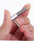 Dang Solid Stainless Steel Indexing Plunger Pin And Spring Loaded Safety Pin for Tough Mechanical Jobs held in hand.