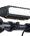2000 Lumen Rechargeable Bike Headlight With Four LED Modes For Night Riding Durable Aluminum Alloy Body Easy Side Button Control Mounts On Handlebars For MTB Road Bikes And ATV Use, close-up view