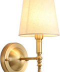Dope Warm Brass Wall Lamp With White Drum Shade, Hardwired Sconce For Bedside And Hallway, Modern European Style Lighting, Sturdy Arm And Chandelier Look