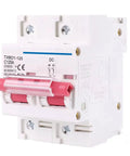 Front view of 2P DC Circuit Breaker For Solar PV Systems 12-600V 80A-125A C Curve 10kA Fault Rating 35mm DIN Rail Mini MCB