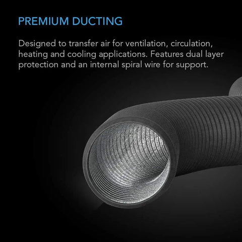 Flexible 6 Inch Aluminum Ducting For HVAC And Exhaust Built Tough Four Layer Protection 25 Feet Long Steel Wire Spiral Construction