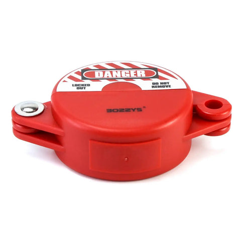 Heavy Duty Industrial Gate Valve Lockout With Steel Safety Padlock In Bold Red Finish Fully Waterproof Non Conductive Assembly Fits Standard One To Two Inch Handles Built Tough As Nails For Hella Reliable Security